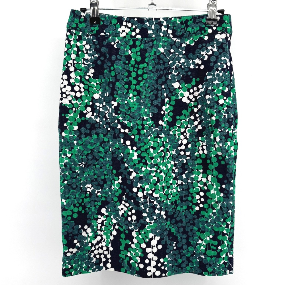 Boden Pencil Skirt Women 2P Green Navy Dotted Professional Office Workwear Work